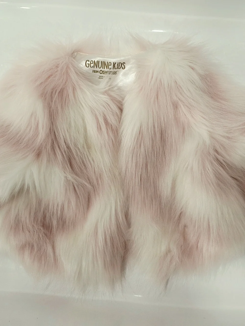Genuine Kids Pink & White Faux Fur Jacket - Plush Puff Coat